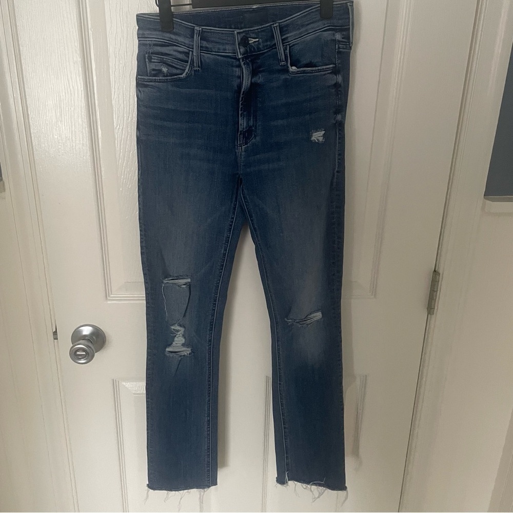 MOTHER The Mid Rise Dazzler Ankle Fray Jeans Weekend Warrior Size 26 EUC